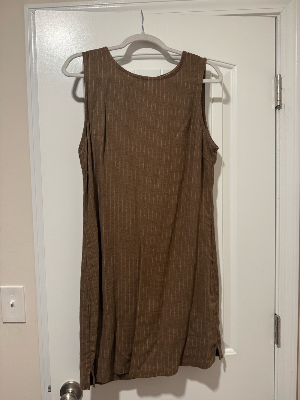 WeWoreWhat Brown Pinstripe Sleeveless Shift Dress